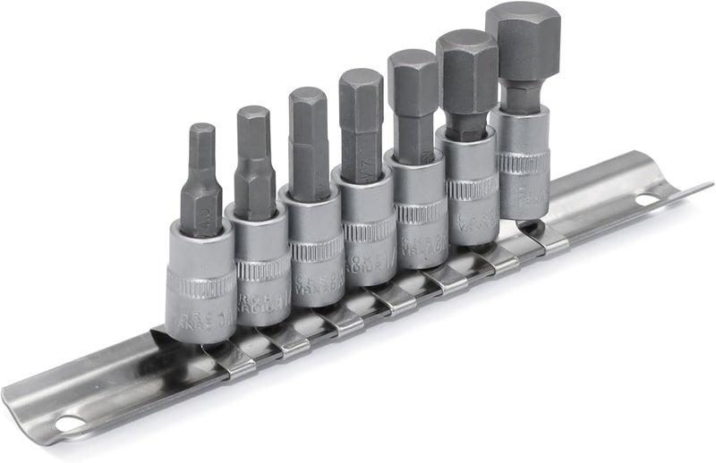 DAZCOS Hex Bit Socket Set 1/4" Drive 7 Pieces Allen Key Socket Set Metric 4mm - 12mm S2 Alloy Steel Bit and CR-V Drive Socket - Image 1